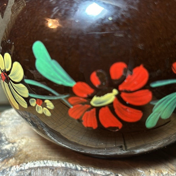 Brown Floral Teapot England Hand Painted Spout Turned Down - Picture 11 of 17